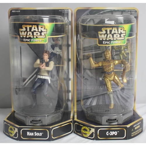 423 - 2 STAR WARS EPIC FORCE FIGURES - C-3PO AND HAN SOLO AND DISNEY INFINITY STAR WARS FIGURE POE DAMERON