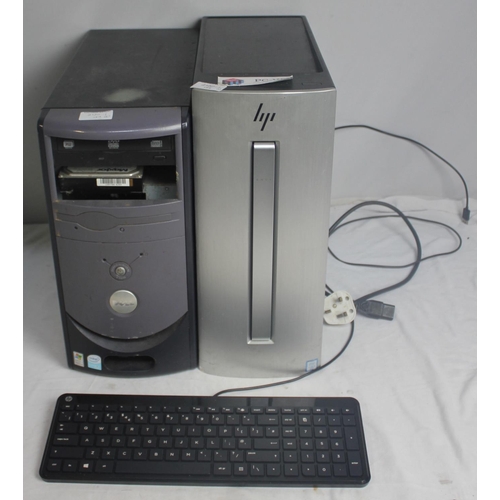 453 - HP TOWER COMPUTER WITH KEYBOARD & DELL TOWER COMPUTER