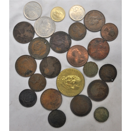 487 - QUANTITY VARIOUS COINS & MEDALS