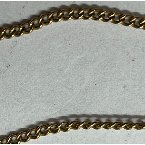 497 - GOLD COLOURED CHAIN - MARKED 9k, LINK BROKEN (4g)