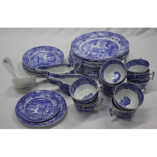 11 - SPODE BLUE AND WHITE TOWER PATTERN PART DINNER SERVICE