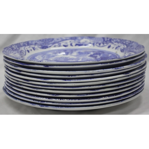 11 - SPODE BLUE AND WHITE TOWER PATTERN PART DINNER SERVICE