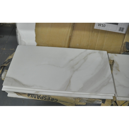 14 - BUNDLE OF GRESPANIA PORCELAIN TILES 30cm x 60cm + SOLID SURFACE WORKTOP PURE WHITE 1264x350x25