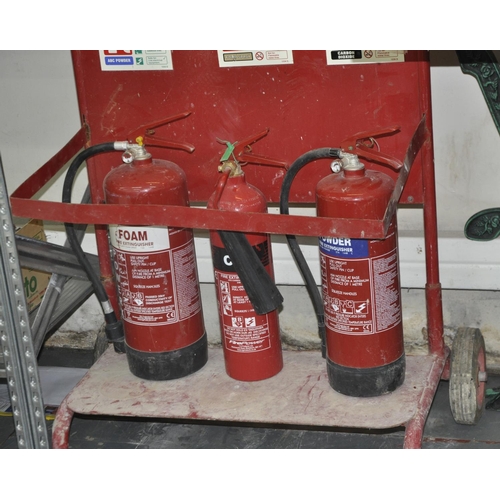 FIRE EXTINGUISHER STATION WITH 3 FIRE EXTINGUISHERS & EVACUATION ALARM