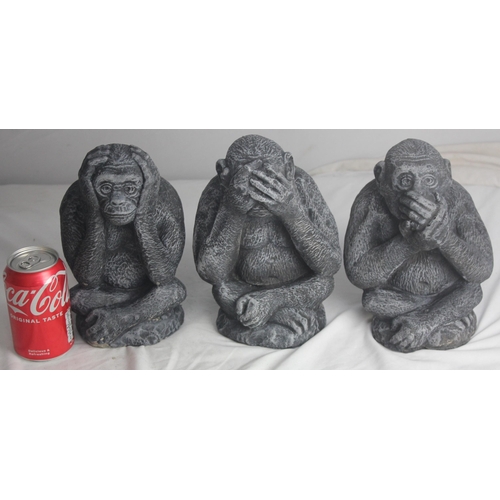 50 - 3 MONKEY GARDEN ORNAMENTS (SEE, HEAR, SPEAK NO EVIL)