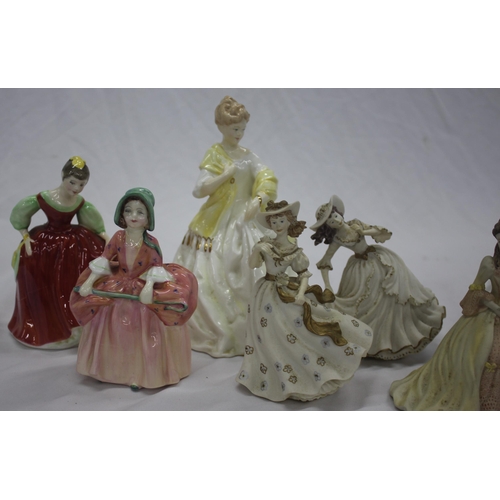 54 - 8 VARIOUS FIGURINES INCLUDING ROYAL DOULTON AND COALPORT - ONE DAMAGED