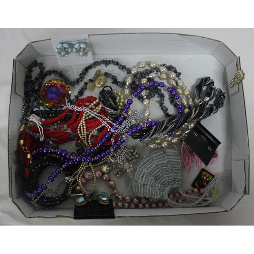 70 - 2 BOXES AND 2 TRAYS OF COSTUME JEWELLERY - EARRINGS, NECKLACES, ETC