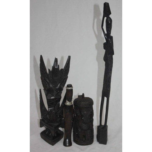 84 - COLLECTION OF TREEN AN AFRICAN CARVED COLLECTABLES