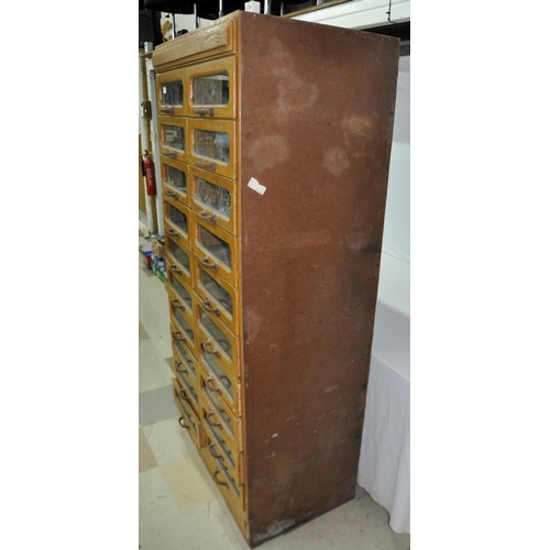 91 - 20 DRAWER HABERDASHERY CABINET (Length 80.5cm, width 53.5cm including handles & height 171.5cm)