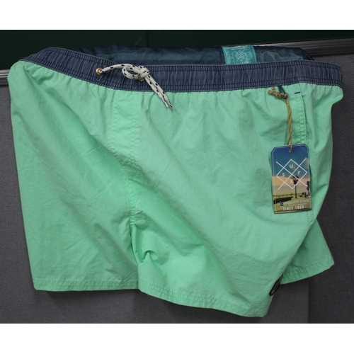 214 - 6 PAIR MEN'S SHORTS - PAIR RIPCURL (SIZE 36), SURF SWIMMING SHORTS (XXL), PAIR OXBOW, PAIR URBANWEAR... 