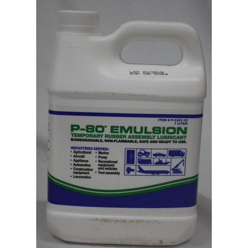 222 - BOX OF 12 P-80 EMULSION TEMPORARY RUBBER ASSEMBLY LUBRICANT 1L