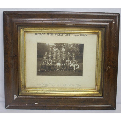 98 - NEATH RFC CLUB BADGE, CIVIL DEFENCE CORPS BADGE, FRAMED PHOTOGRAPH OF TREORCHY MIXED HOCKEY CLUB 192... 