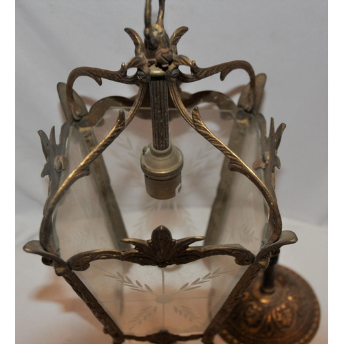 100 - GLASS HALL LANTERN WITH CEILING ATTACHMENT c1900