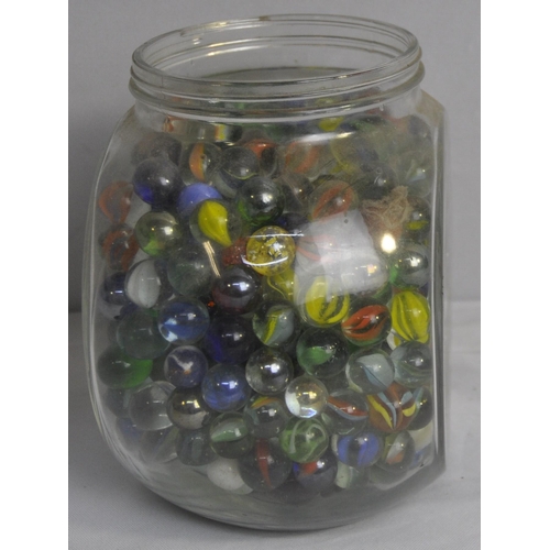 110 - GLASS SWEET JAR OF MARBLES