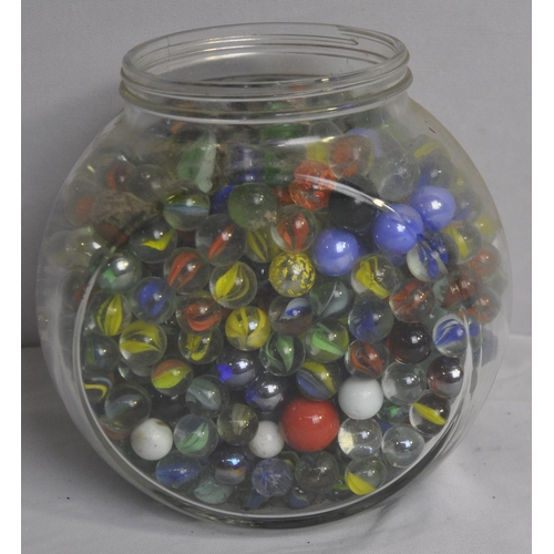 110 - GLASS SWEET JAR OF MARBLES