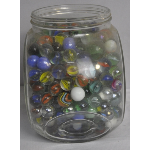 110 - GLASS SWEET JAR OF MARBLES