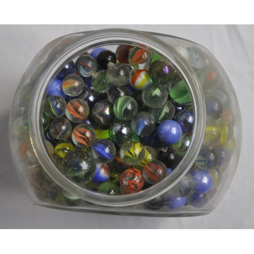 110 - GLASS SWEET JAR OF MARBLES