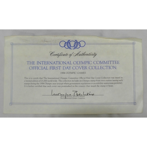 178 - BOXED SET OF THE INTERNATIONAL OLYMPIC COMMITTEE OFFICIAL FIRST DAY COVER COLLECTION 1984 OLYMPIC GA... 