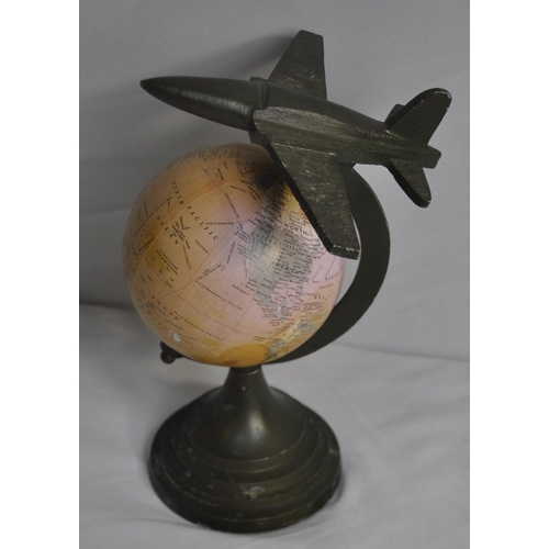 117 - SPITFIRE MODEL KIT AND SMALL GLOBE WITH AEROPLANE STAND