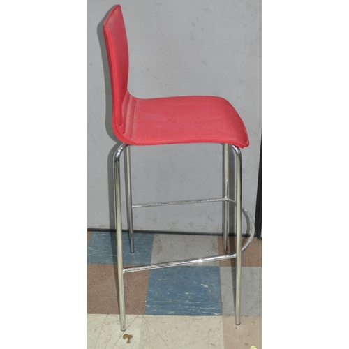 126 - 2 RED CHROME BASE BREAKFAST BAR CHAIRS