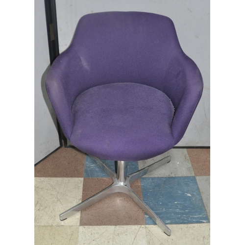 128 - 4 PURPLE CHROME BASE OFFICE CHAIRS