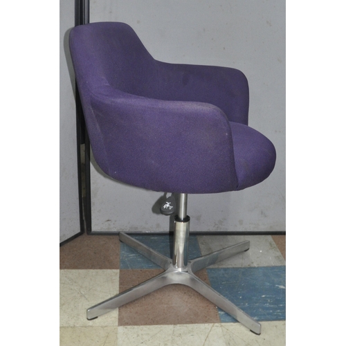 128 - 4 PURPLE CHROME BASE OFFICE CHAIRS