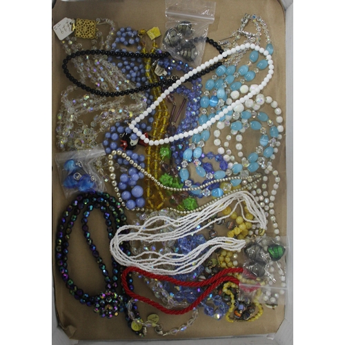 230 - 5 TRAYS OF COSTUME JEWELLERY - BEAD NECKLACES, PEARLS, ETC