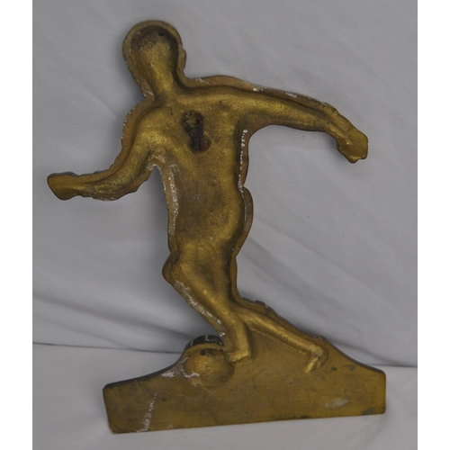 243 - BRASS CHERUB FIGURINE AND BRASS MERTHYR TYDFIL AFC FOOTBALLER PLAQUE