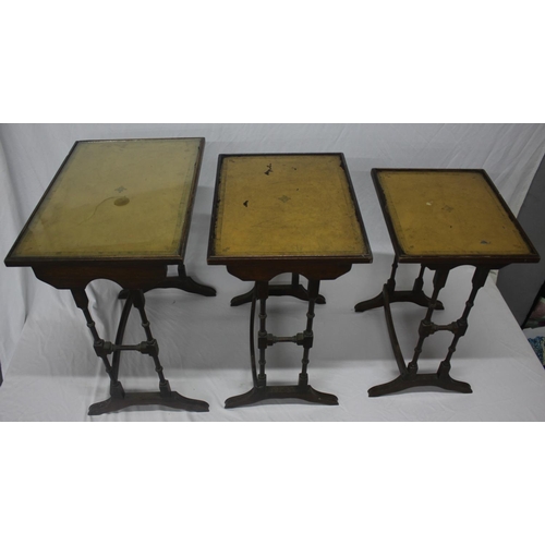 253 - NEST OF COFFEE TABLES WITH PLATE GLASS TOPS