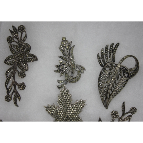 406 - 6 DECORATIVE MARQUESITE BROOCHES