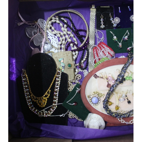 319 - 3 BOXES OF COSTUME JEWELLERY - NECKLACES, BANGLES, BRACELETS, ETC