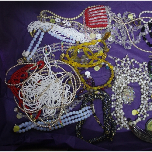 319 - 3 BOXES OF COSTUME JEWELLERY - NECKLACES, BANGLES, BRACELETS, ETC