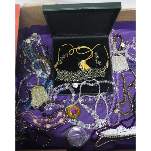 319 - 3 BOXES OF COSTUME JEWELLERY - NECKLACES, BANGLES, BRACELETS, ETC