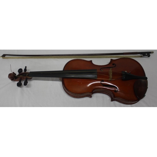 321 - VIOLIN WITH BOW AND CASE - NICOLAUS GAGLIANO FILIUS BODY LENGTH 14INCH