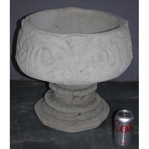 331 - STONEWORK FLEUR-DE-LYS DESIGN URN (IN 2 PIECES) (14