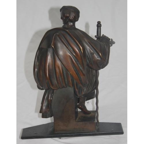 344 - BRONZE FIGURE OF ST PAUL POSSIBLY TOP OF CLOCK HEIGHT 10