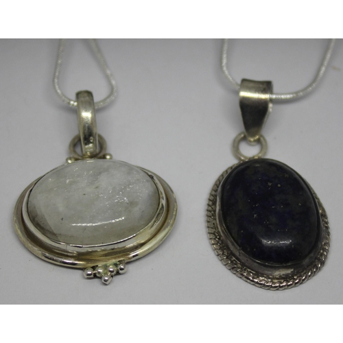 359 - 4 DECORATIVE PENDANTS ON CHAINS ALL MARKED 925 (47.3g)