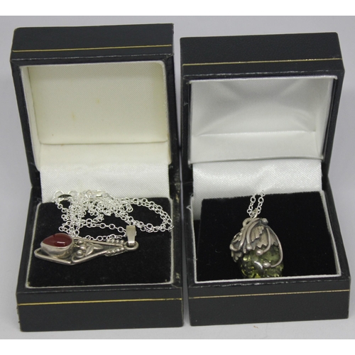 363 - 4 DECORATIVE PENDANTS ON CHAINS ALL MARKED 925 (19.5g)