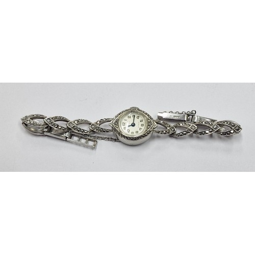 400 - 2 VINTAGE LADIES SILVER/MARCASITE COCKTAIL WATCHES