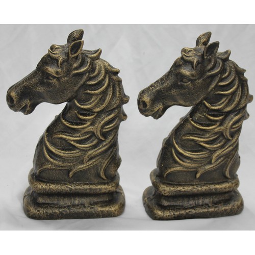 35 - PAIR OF CAST HORSE HEAD BOOKENDS