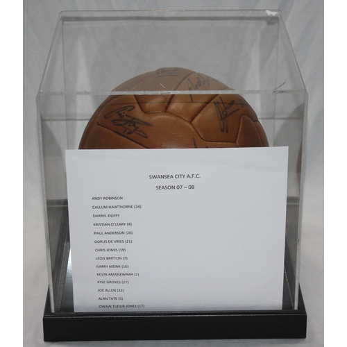 107 - SIGNED FOOTBALL SWANSEA AFC SEASON 2007-08 IN PRESENTATION CASE