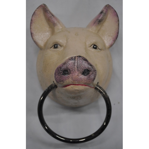 127 - PIG HEAD WITH METAL RING