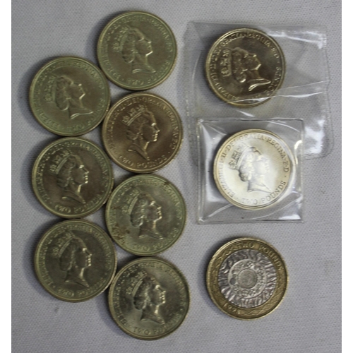 428 - 10 x £2 COINS - 6 x 1986 THISTLE, 2 x 1989 BILL OF RIGHTS , 1 x DOVE OF PEACE, 1 x 1998