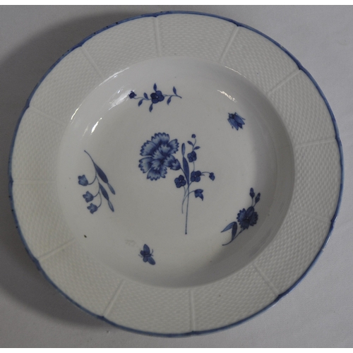 433 - 7 FRENCH CHANTILLY PORCELAIN PLATES PAINTED BLUE 'CHANTILLY SPRIGS - SEE PHOTOS FOR CONDITION