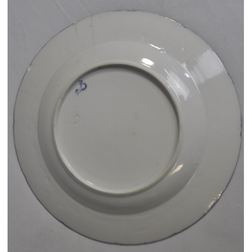 433 - 7 FRENCH CHANTILLY PORCELAIN PLATES PAINTED BLUE 'CHANTILLY SPRIGS - SEE PHOTOS FOR CONDITION