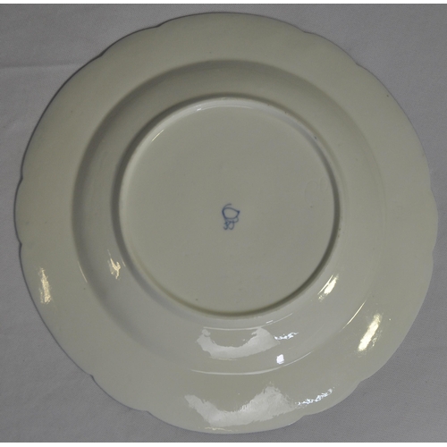 433 - 7 FRENCH CHANTILLY PORCELAIN PLATES PAINTED BLUE 'CHANTILLY SPRIGS - SEE PHOTOS FOR CONDITION