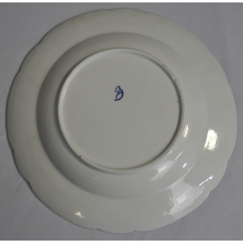 433 - 7 FRENCH CHANTILLY PORCELAIN PLATES PAINTED BLUE 'CHANTILLY SPRIGS - SEE PHOTOS FOR CONDITION