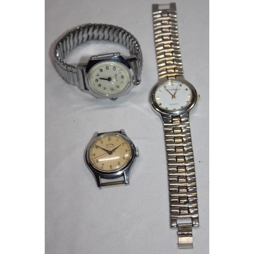 441 - 3 GENTS WRIST WATCHES - RAKETA, PHILIP MERCIER AND SERVICES COLONIAL (NO STRAP)