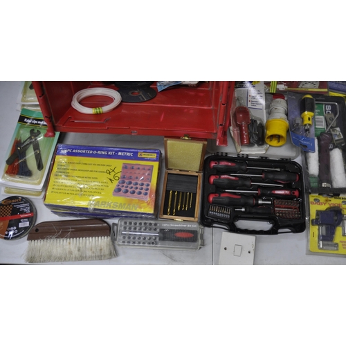 2 - CRATE OF NEW TOOLS AND ACCESSORIES