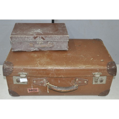 27 - TIN TRUNK, SUITCASES AND VARIOUS BAGS